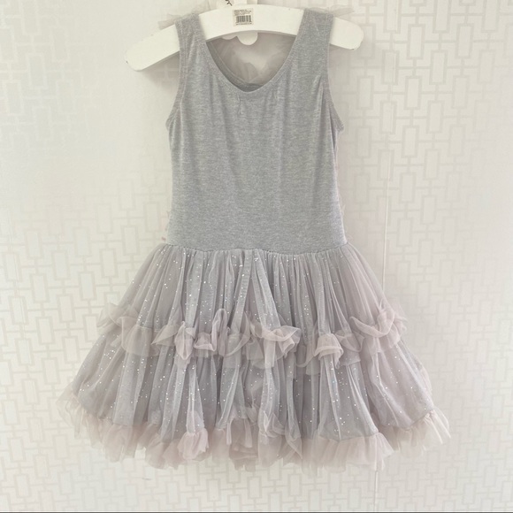 Popatu Girl’s Grey Ruffled Tutu Ballerina Dress, size M - Picture 6 of 12